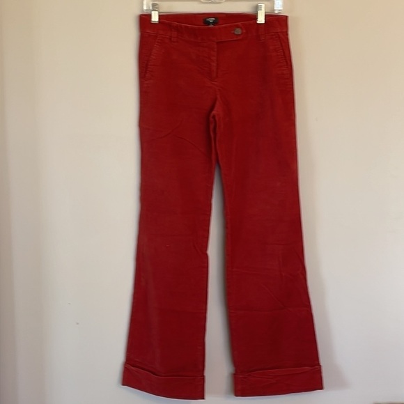 J. Crew Red Corduroy flare leg trousers size 2 - Picture 10 of 12
